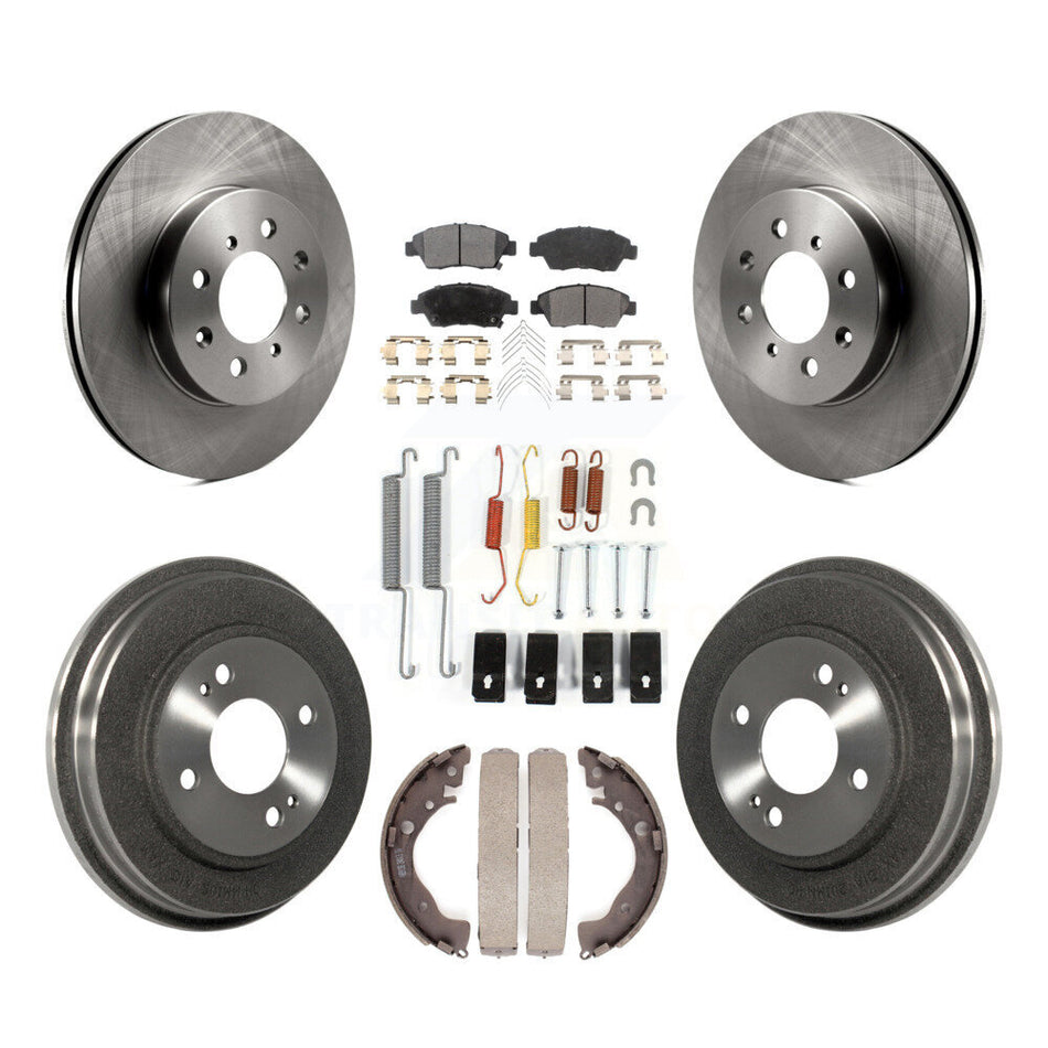 Front Rear Disc Brake Rotors Semi-Metallic Pads And Drum Kit (7Pc) For Honda Fit K8F-102075