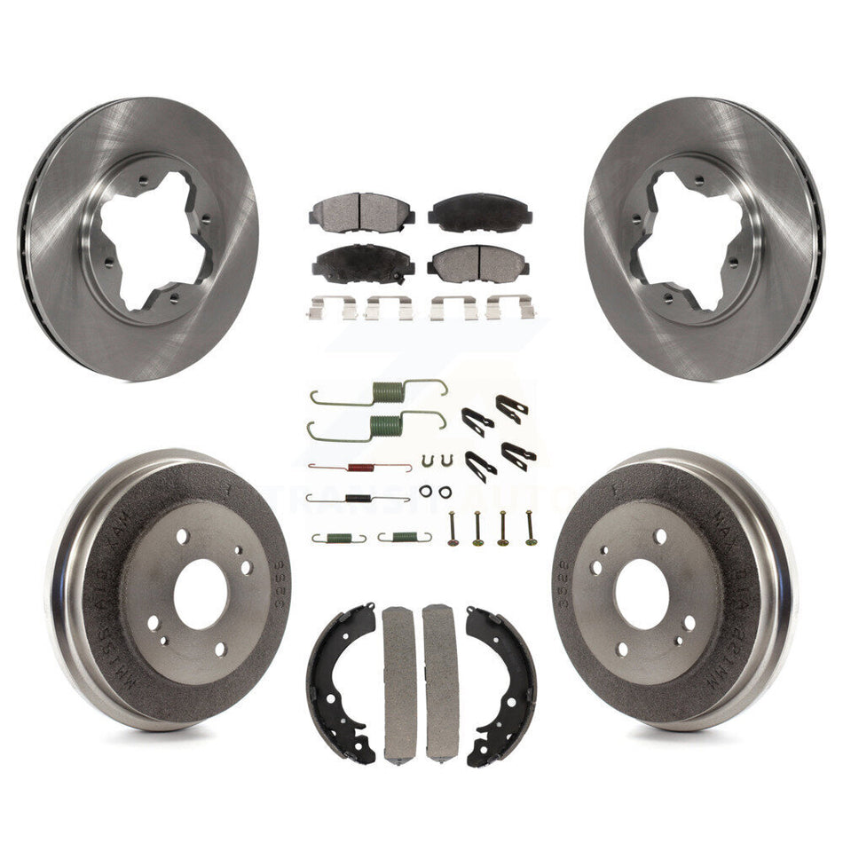 Front Rear Disc Brake Rotors Semi-Metallic Pads And Drum Kit (7Pc) For Honda Accord K8F-102077