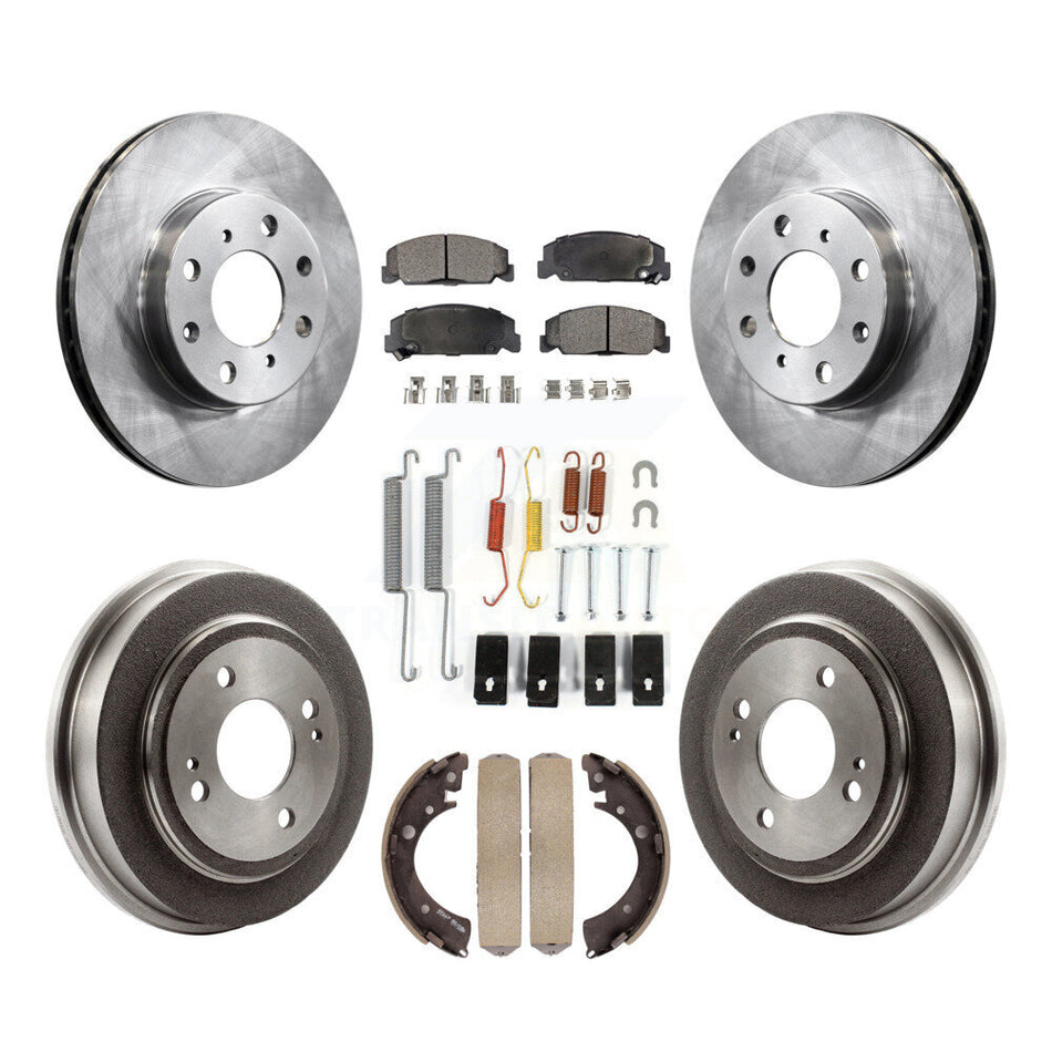 Front Rear Disc Brake Rotors Semi-Metallic Pads And Drum Kit (7Pc) For Honda Civic K8F-102078