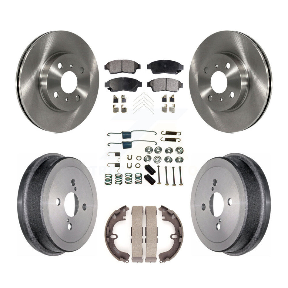 Front Rear Disc Brake Rotors Semi-Metallic Pads And Drum Kit (7Pc) For 1993-1997 Toyota Corolla Geo Prizm K8F-102089