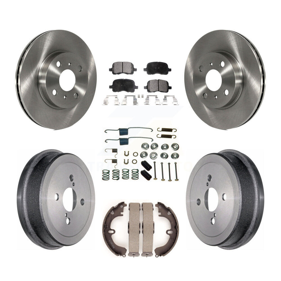 Front Rear Disc Brake Rotors Semi-Metallic Pads And Drum Kit (7Pc) For Toyota Corolla K8F-102090