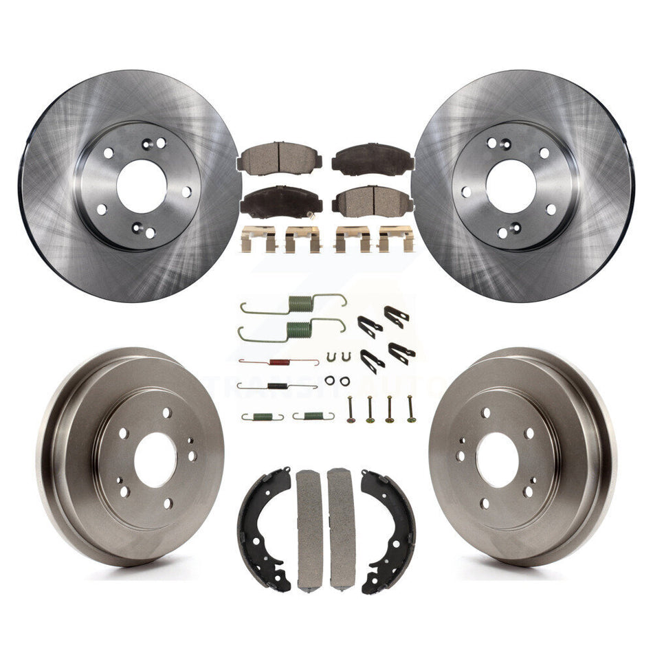 Front Rear Disc Brake Rotors Semi-Metallic Pads And Drum Kit (7Pc) For Honda Accord Civic K8F-102103