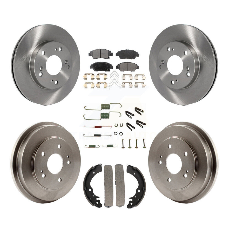 Front Rear Disc Brake Rotors Semi-Metallic Pads And Drum Kit (7Pc) For 2006-2008 Honda Civic Hybrid K8F-102116