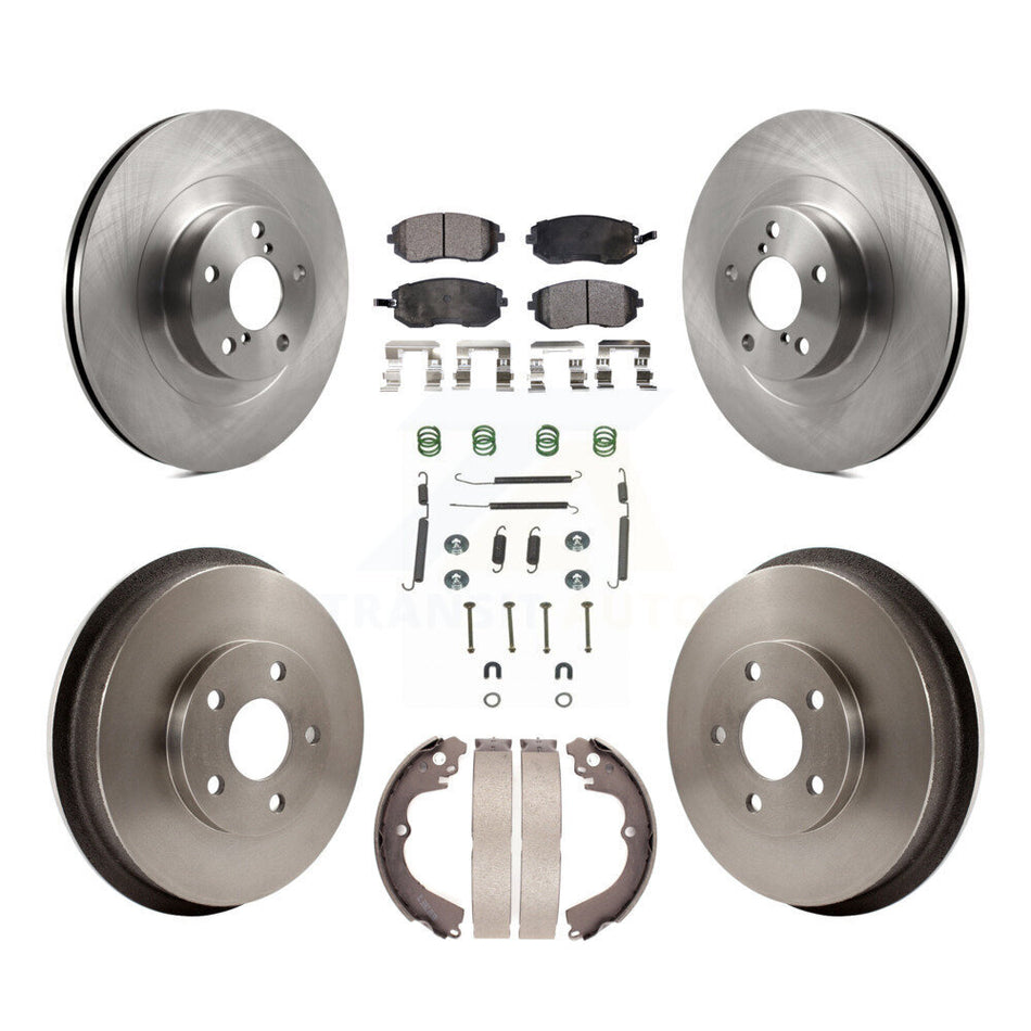 Front Rear Disc Brake Rotors Semi-Metallic Pads And Drum Kit (7Pc) For Subaru Forester Impreza K8F-102126