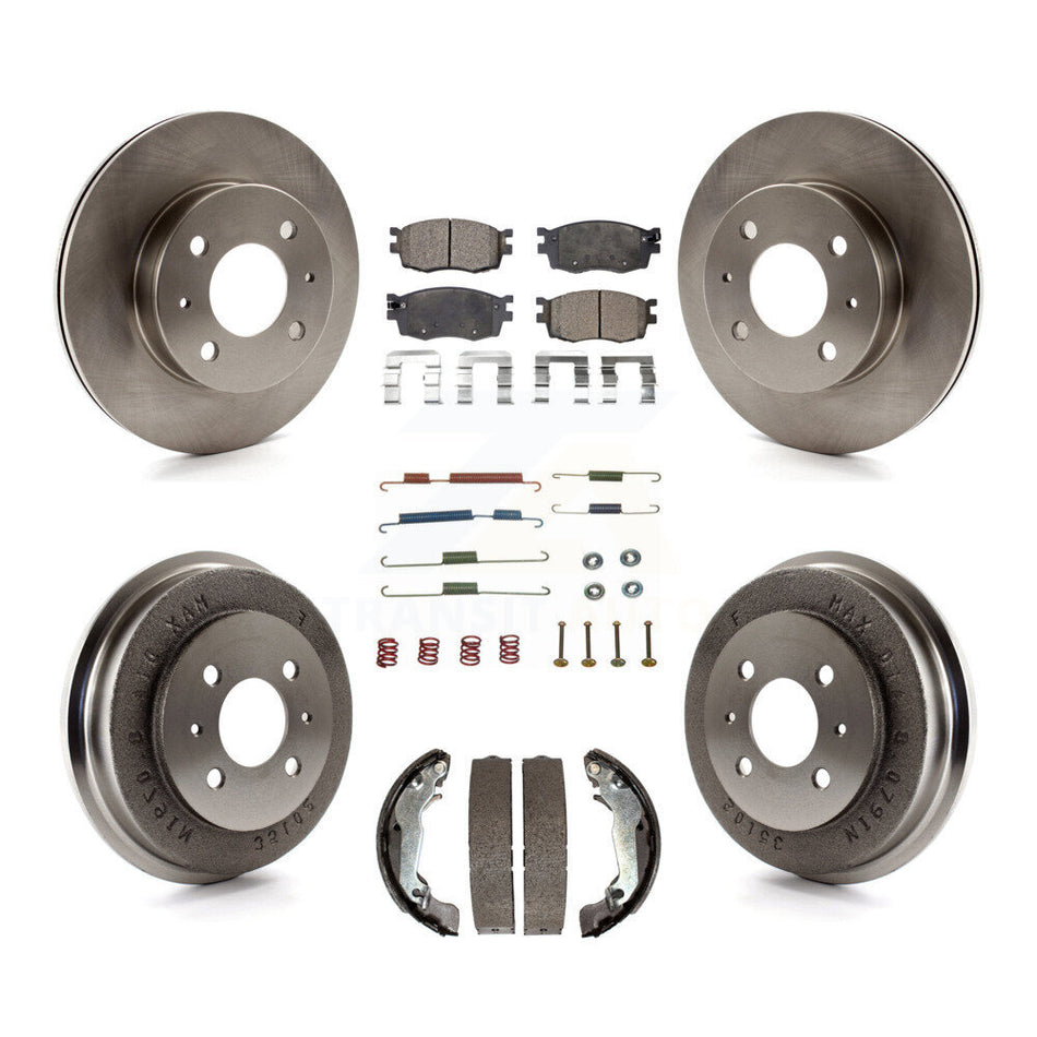 Front Rear Disc Brake Rotors Semi-Metallic Pads And Drum Kit (7Pc) For 2006 Hyundai Accent Hatchback To 09 30 05 K8F-102128
