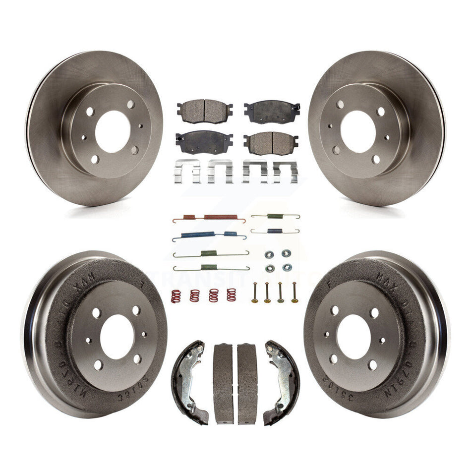 Front Rear Disc Brake Rotors Semi-Metallic Pads And Drum Kit (7Pc) For 2006 Hyundai Accent Hatchback To 09 30 05 K8F-102128