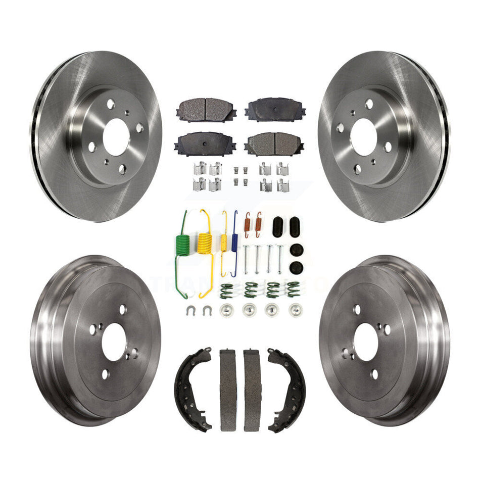 Front Rear Disc Brake Rotors Semi-Metallic Pads And Drum Kit (7Pc) For Toyota Yaris K8F-102137