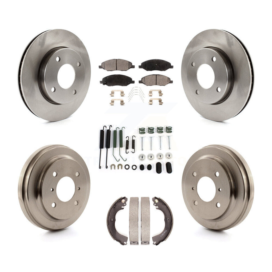 Front Rear Disc Brake Rotors Semi-Metallic Pads And Drum Kit (7Pc) For 2009-2011 Nissan Versa 1.6L K8F-102142