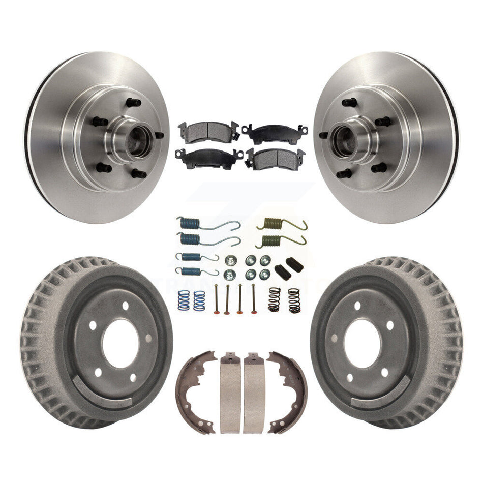 Front Rear Disc Brake Rotors Hub Assembly Semi-Metallic Pads And Drum Kit (7Pc) For Chevrolet Astro GMC Safari K8F-102154