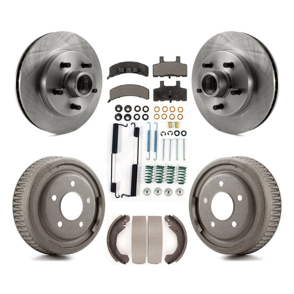 Front Rear Disc Brake Rotors Hub Assembly Semi-Metallic Pads And Drum Kit (7Pc) For GMC Yukon K8F-102156