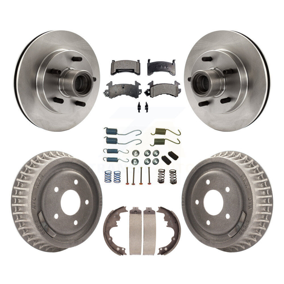 Front Rear Disc Brake Rotors Hub Assembly Semi-Metallic Pads And Drum Kit (7Pc) For Chevrolet S10 GMC Sonoma Blazer Jimmy Isuzu Hombre K8F-102162
