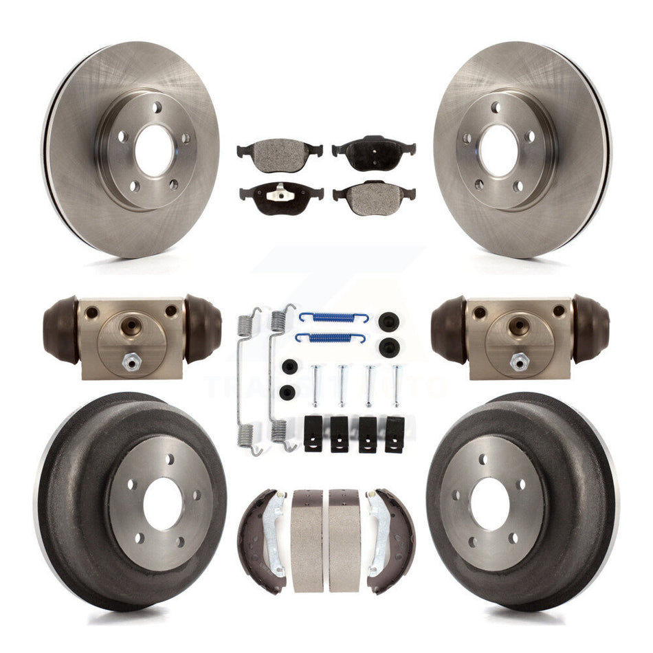 Front Rear Disc Brake Rotors Semi-Metallic Pads And Drum Kit (9Pc) For 2010-2013 Ford Connect K8F-102199