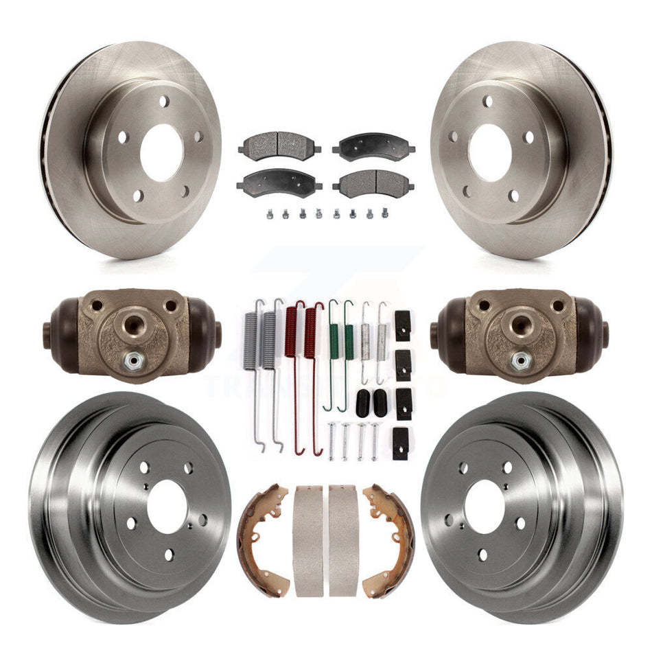 Front Rear Disc Brake Rotors Semi-Metallic Pads And Drum Kit (9Pc) For Dakota Dodge Ram Mitsubishi Raider K8F-102205