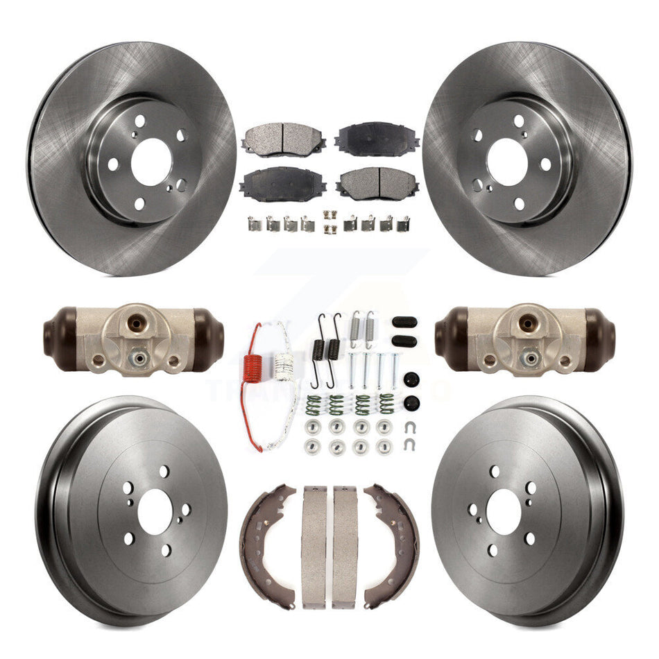 Front Rear Disc Brake Rotors Semi-Metallic Pads And Drum Kit (9Pc) For 2009-2013 Toyota Corolla K8F-102214