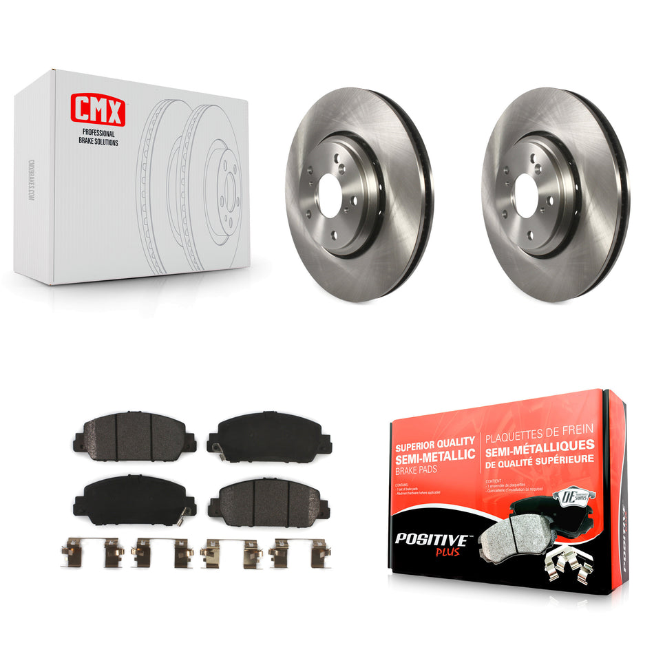 Front Disc Brake Rotors And Semi-Metallic Pads Kit For 2017 Honda Accord Hybrid EX-L Touring K8F-102250
