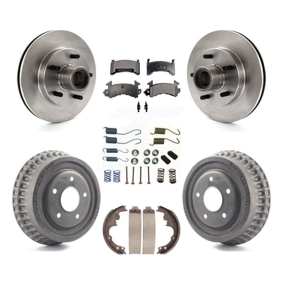 Front Rear Disc Brake Rotors Hub Assembly Semi-Metallic Pads And Drum Kit (7Pc) For 1991-1991 GMC Sonoma Chevrolet S10 Blazer S15 Jimmy With ABS Tone Ring RWD K8F-102256
