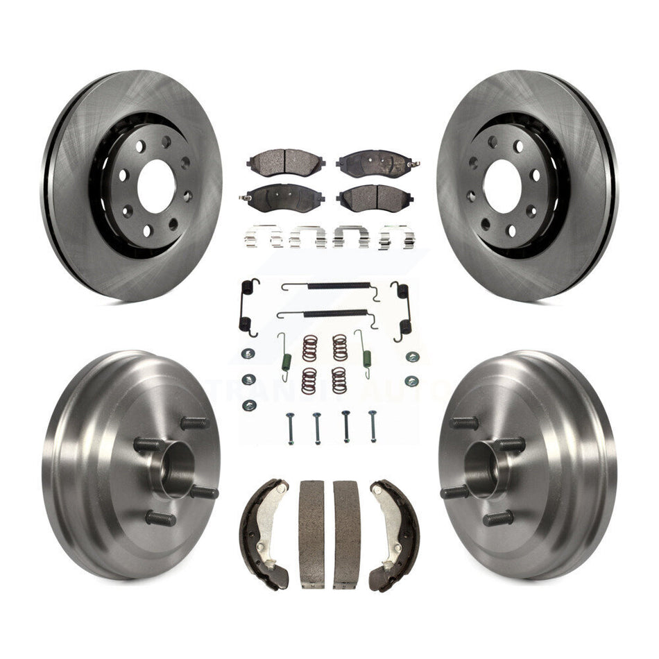 Front Rear Disc Brake Rotors Semi-Metallic Pads And Drum Kit (7Pc) For Chevrolet Aveo Aveo5 Pontiac G3 Wave Wave5 With Hub Assembly K8F-102270