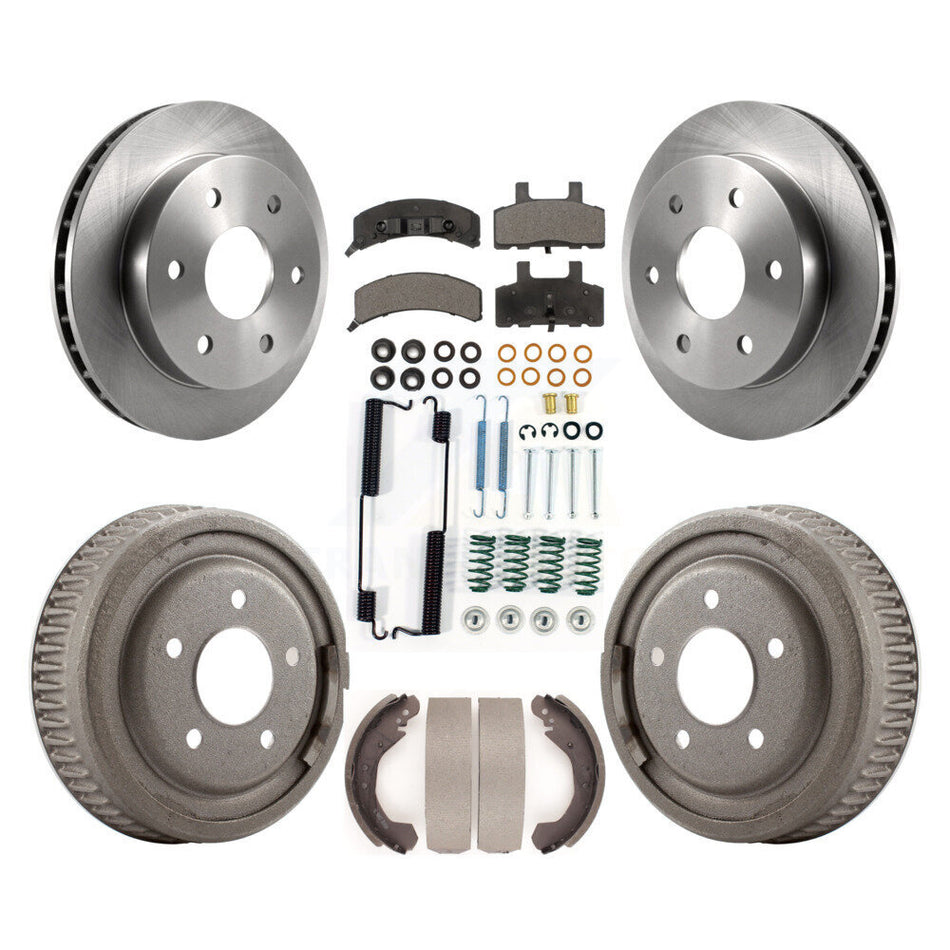 Front Rear Disc Brake Rotors Semi-Metallic Pads And Drum Kit (7Pc) For GMC Yukon 4WD With 10" Diameter 5 Lug Wheels K8F-102281