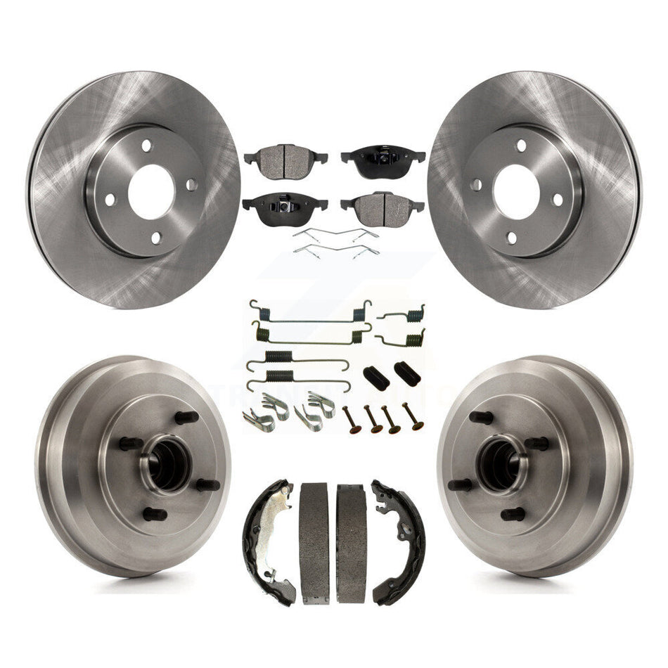 Front Rear Disc Brake Rotors Semi-Metallic Pads And Drum Kit (7Pc) For 2005-2007 Ford Focus Wheel Bearing Includes K8F-102289