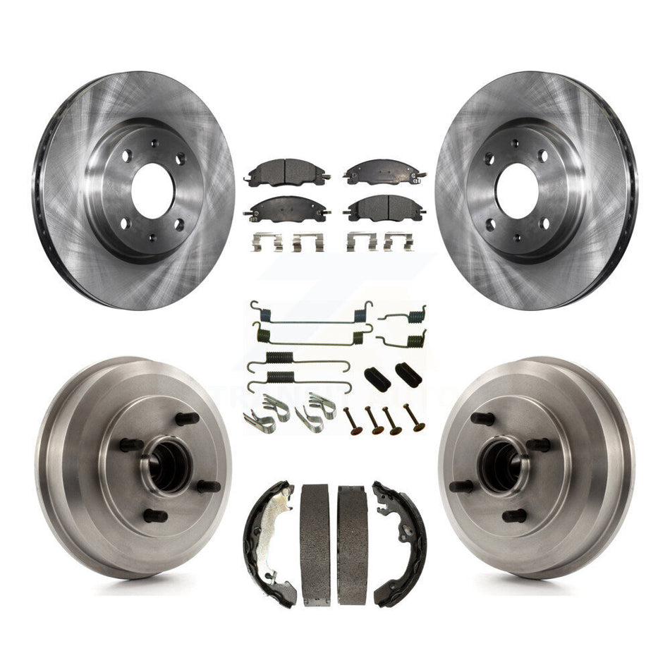 Front Rear Disc Brake Rotors Semi-Metallic Pads And Drum Kit (7Pc) For 2008 Ford Focus Wheel Bearing Includes K8F-102290