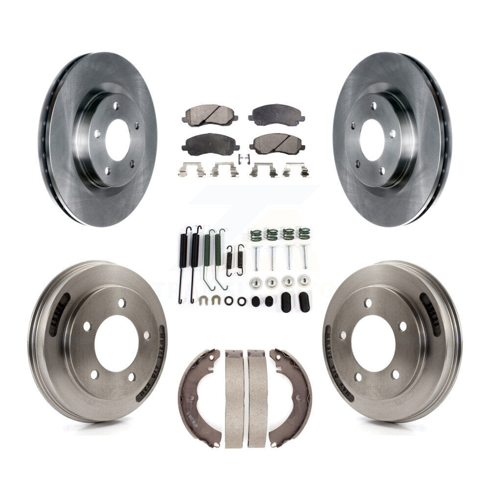 Front Rear Brake Rotors Semi-Metallic Pad & Drum Kit (7Pc) For 2008 Mitsubishi Lancer GTS K8F-102310