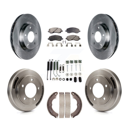 Front Rear Brake Rotors Semi-Metallic Pad & Drum Kit (7Pc) For 2008 Mitsubishi Lancer GTS K8F-102310