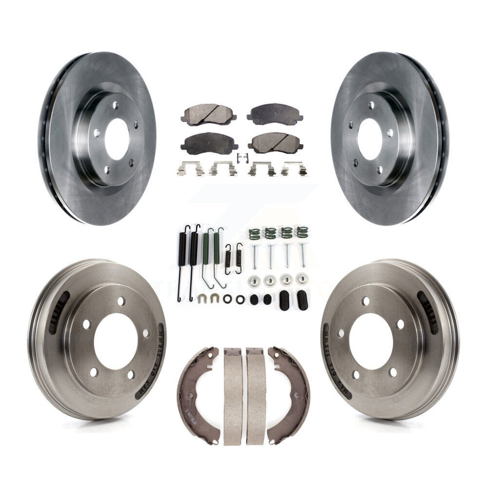 Front Rear Brake Rotors Semi-Metallic Pad & Drum Kit (7Pc) For 2008 Mitsubishi Lancer GTS K8F-102310