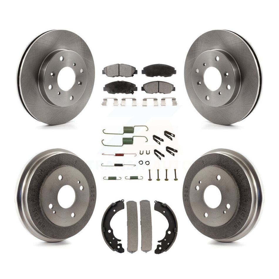Front Rear Disc Brake Rotors Semi-Metallic Pads And Drum Kit (7Pc) For Honda Accord K8F-102316