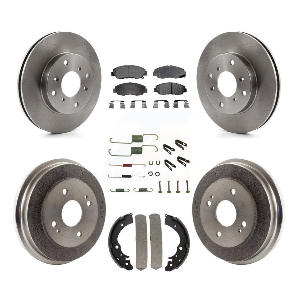 Front Rear Disc Brake Rotors Semi-Metallic Pads And Drum Kit (7Pc) For Honda Accord K8F-102317