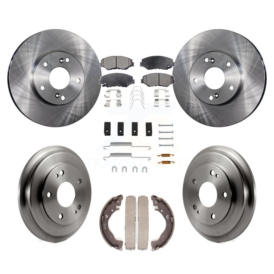 Front Rear Disc Brake Rotors Semi-Metallic Pads And Drum Kit (7Pc) For Honda Civic K8F-102321