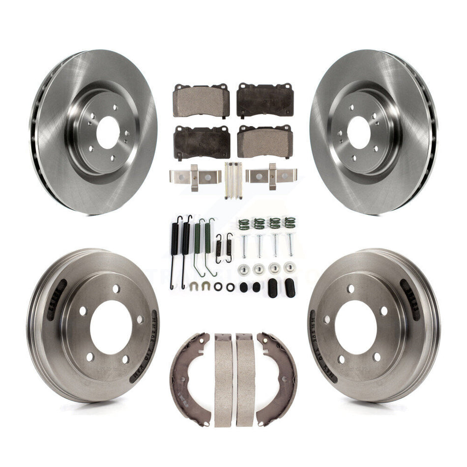 Front Rear Disc Brake Rotors Semi-Metallic Pads And Drum Kit (7Pc) For Mitsubishi Lancer K8F-102334