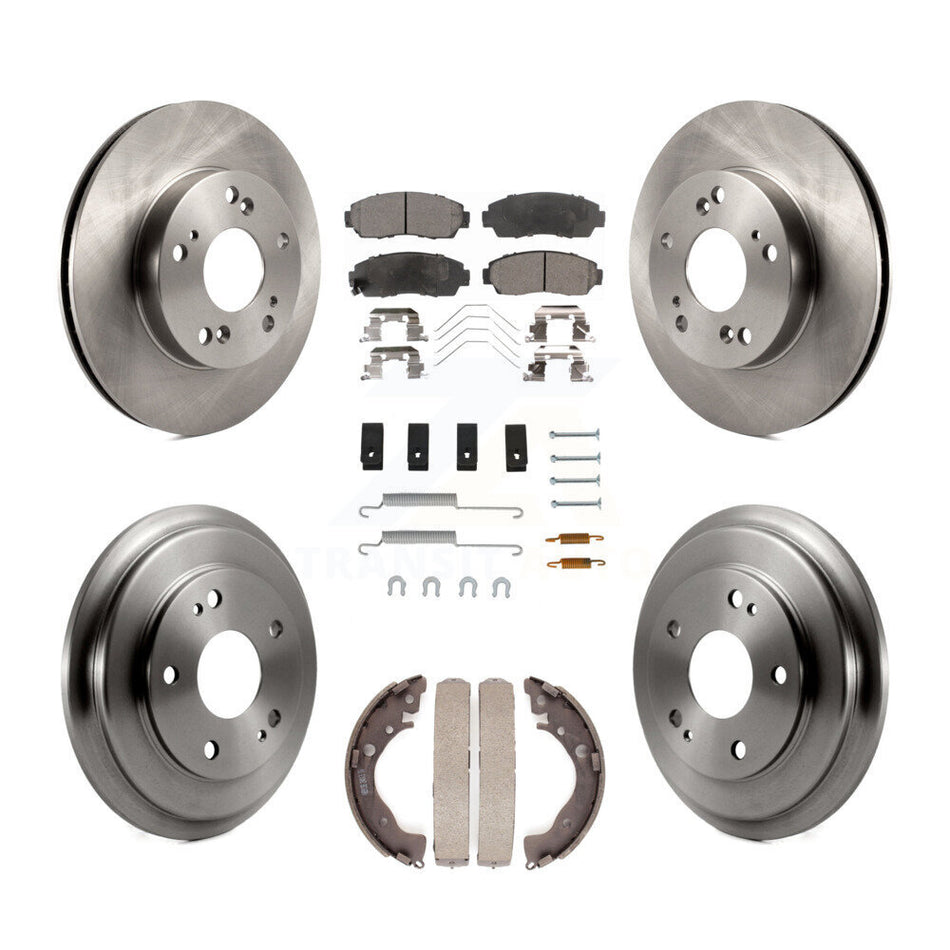 Front Rear Disc Brake Rotors Semi-Metallic Pads And Drum Kit (7Pc) For 2015 Honda Civic LX with Manual transmission K8F-102339