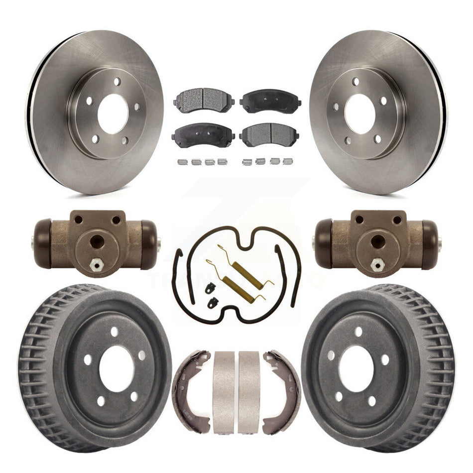 Front Rear Disc Brake Rotors Semi-Metallic Pads And Drum Kit (9Pc) For 2002-2004 Chevrolet Venture Pontiac Montana Oldsmobile Silhouette K8F-102401
