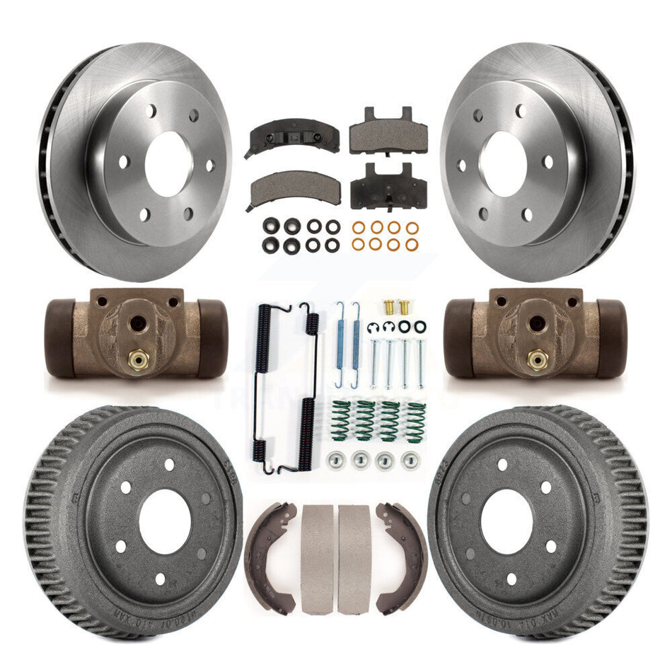 Front Rear Disc Brake Rotors Semi-Metallic Pads And Drum Kit (9Pc) For 1992-1999 Chevrolet K1500 With 10" Diameter K8F-102416