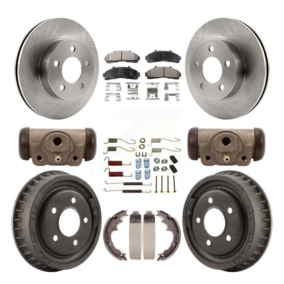 Front Rear Disc Brake Rotors Semi-Metallic Pads And Drum Kit (9Pc) For 2001-2002 Ford Ranger 4WD With 9" Diameter K8F-102422