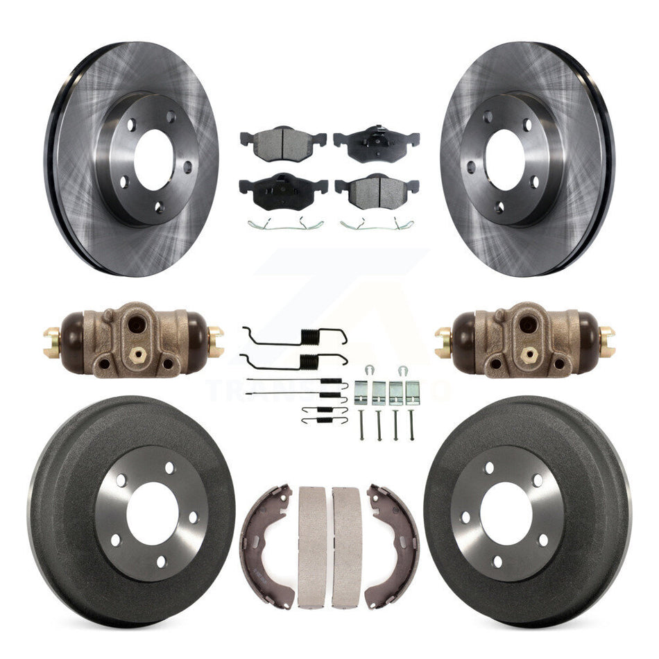 Front Rear Disc Brake Rotors Semi-Metallic Pads And Drum Kit (9Pc) For Ford Escape Mazda Tribute Mercury Mariner K8F-102427