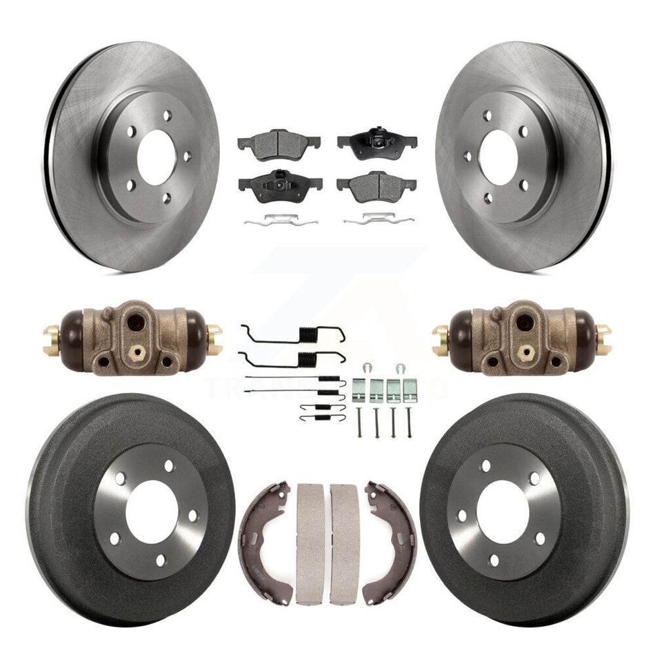 Front Rear Disc Brake Rotors Semi-Metallic Pads And Drum Kit (9Pc) For Ford Escape Mercury Mariner K8F-102430