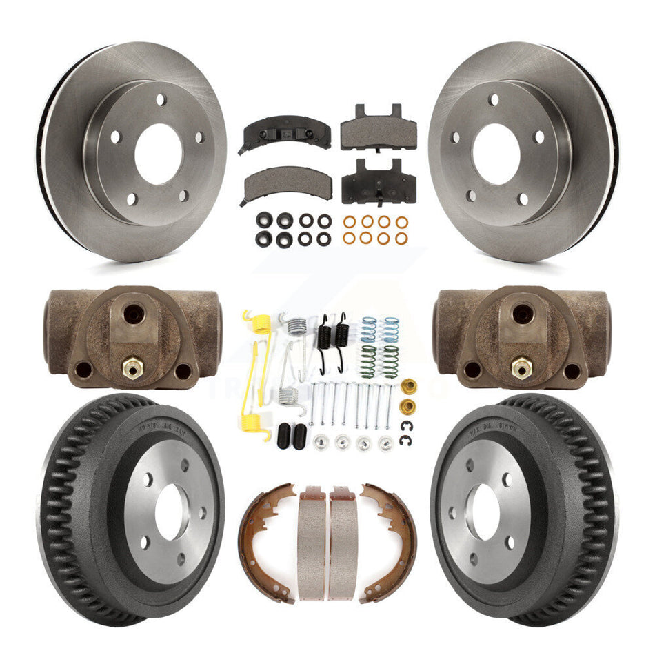 Front Rear Disc Brake Rotors Semi-Metallic Pads And Drum Kit (9Pc) For 1994-1999 Dodge Ram 1500 4WD K8F-102435