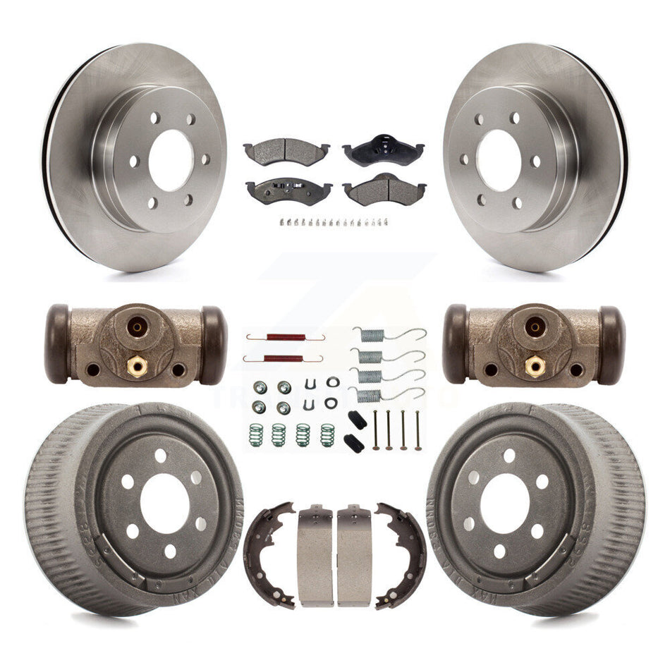 Front Rear Disc Brake Rotors Semi-Metallic Pads And Drum Kit (9Pc) For 2000-2002 Dodge Dakota With 9" Diameter K8F-102437