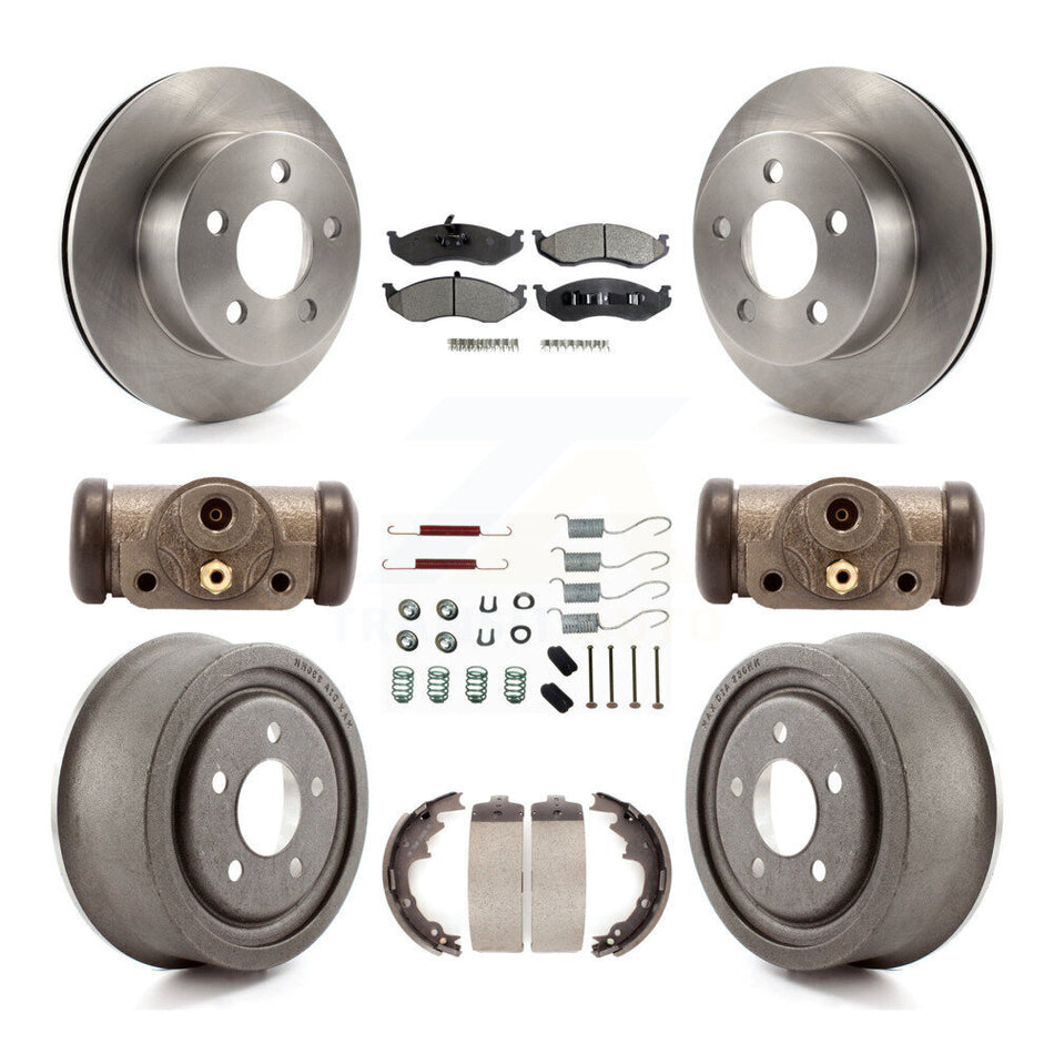 Front Rear Disc Brake Rotors Semi-Metallic Pads And Drum Kit (9Pc) For Jeep Wrangler TJ K8F-102439