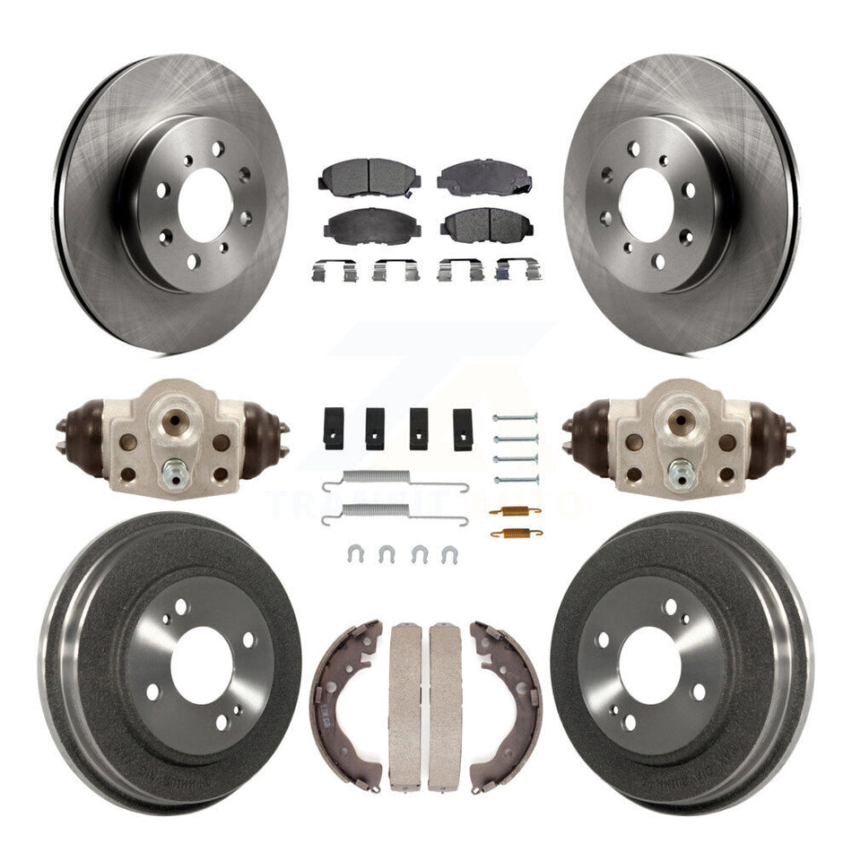 Front Rear Disc Brake Rotors Semi-Metallic Pads And Drum Kit (9Pc) For Honda Insight K8F-102457