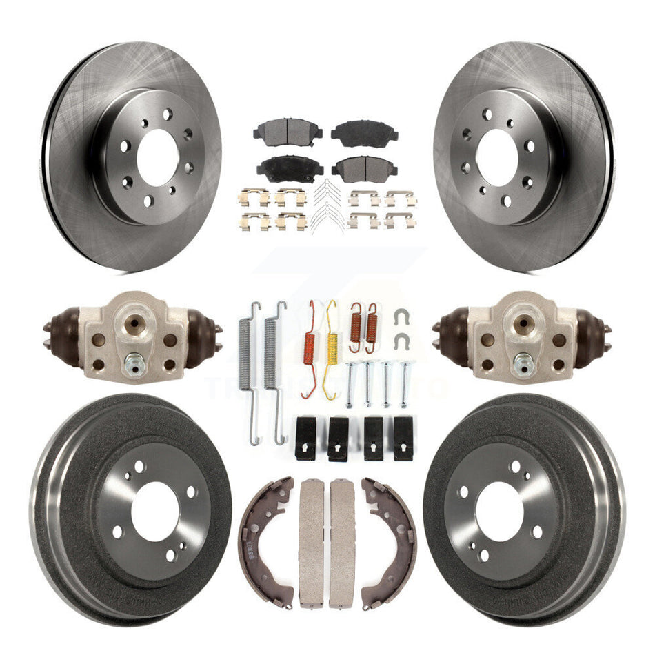 Front Rear Disc Brake Rotors Semi-Metallic Pads And Drum Kit (9Pc) For Honda Fit K8F-102458