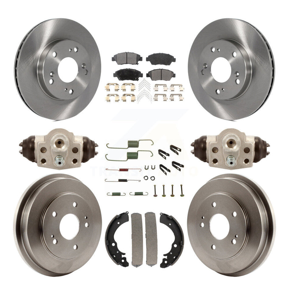 Front Rear Disc Brake Rotors Semi-Metallic Pads And Drum Kit (9Pc) For 2006-2008 Honda Civic Hybrid K8F-102471