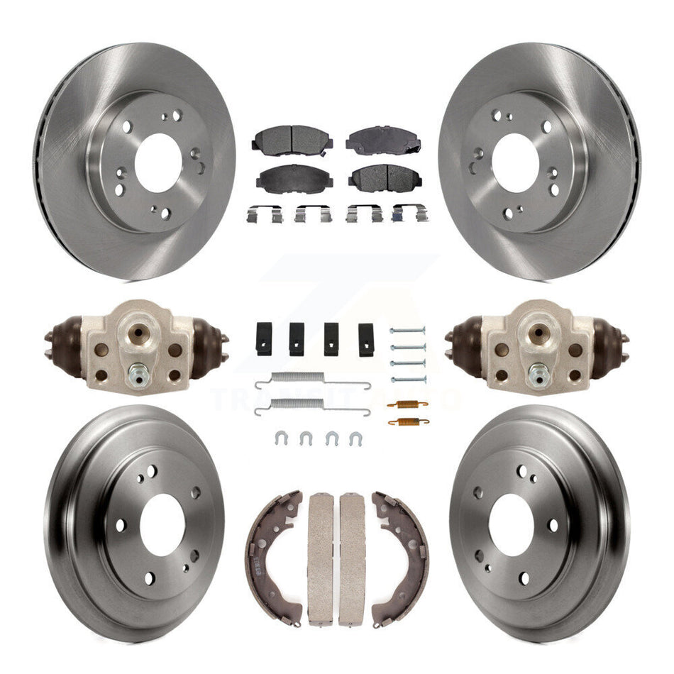 Front Rear Disc Brake Rotors Semi-Metallic Pads And Drum Kit (9Pc) For Honda Civic K8F-102472