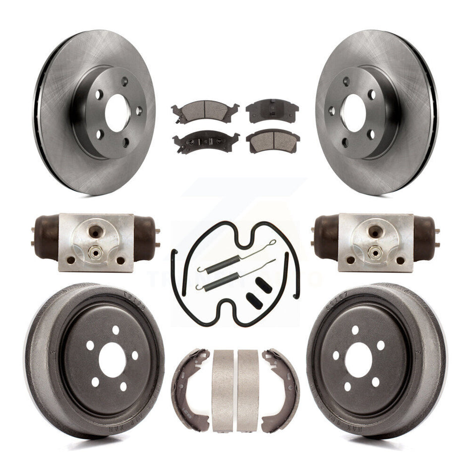 Front Rear Disc Brake Rotors Semi-Metallic Pads And Drum Kit (9Pc) For 2003 Chevrolet Cavalier With 225mm x 45mm Size K8F-102500
