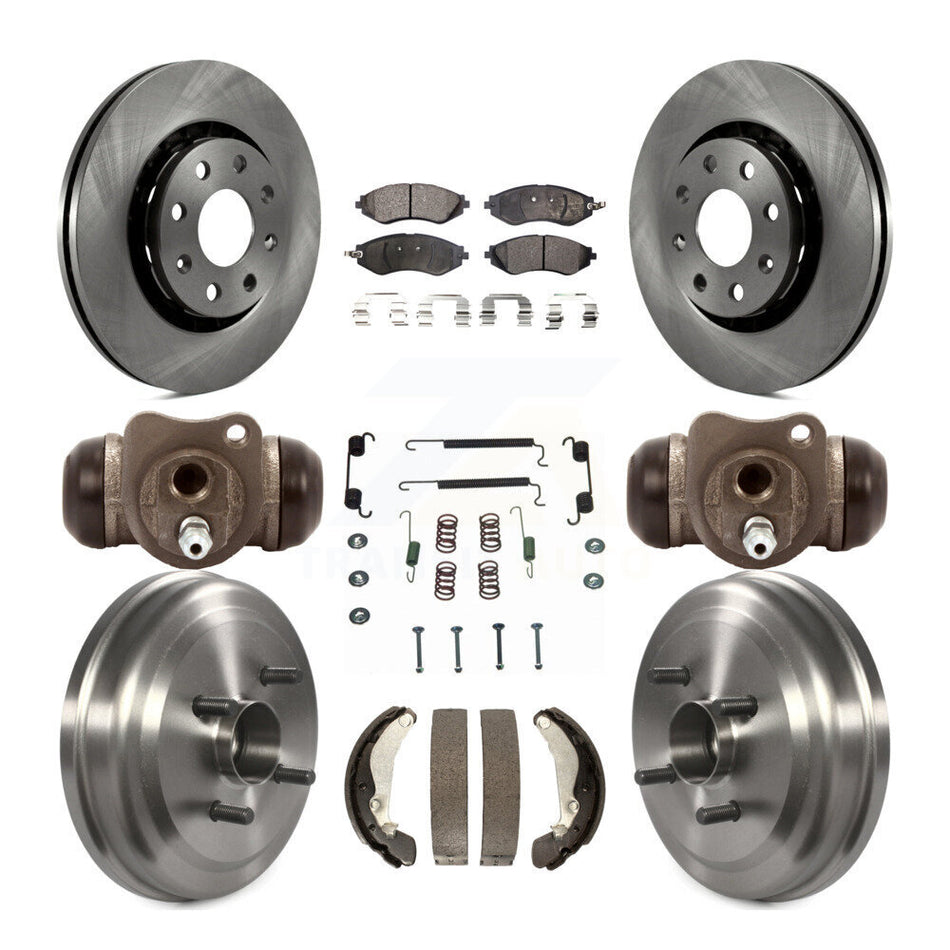 Front Rear Disc Brake Rotors Semi-Metallic Pads And Drum Kit (9Pc) For Chevrolet Aveo Aveo5 Pontiac G3 Wave Wave5 With Hub Assembly K8F-102504