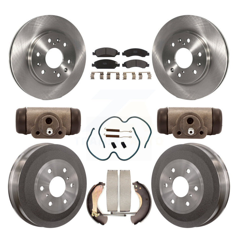 Front Rear Disc Brake Rotors Semi-Metallic Pads And Drum Kit (9Pc) For 2009-2009 Chevrolet Silverado 1500 GMC Sierra Except Vehicles Using Hold Down Pins With 7000 Lb GVW K8F-102506