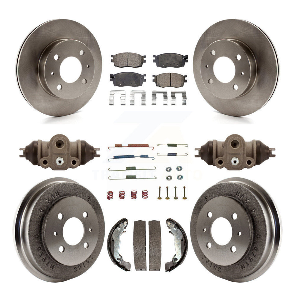 Front Rear Disc Brake Rotors Semi-Metallic Pads And Drum Kit (9Pc) For 2006 Hyundai Accent Hatchback To 09 30 05 K8F-102527