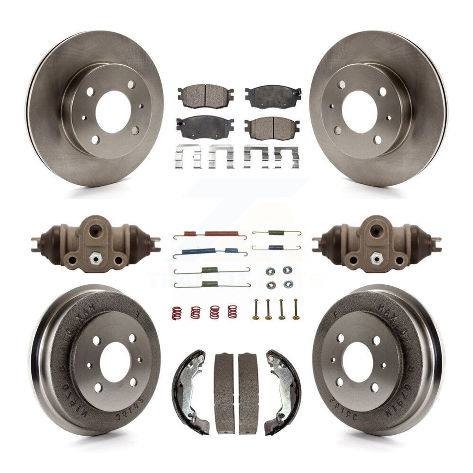Front Rear Disc Brake Rotors Semi-Metallic Pads And Drum Kit (9Pc) For 2006 Hyundai Accent Hatchback To 09 30 05 K8F-102527