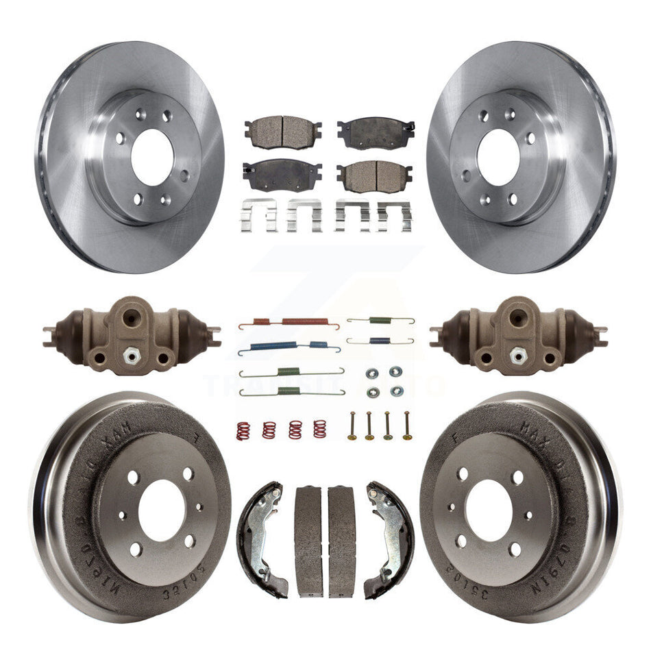 Front Rear Disc Brake Rotors Semi-Metallic Pads And Drum Kit (9Pc) For 2006 Hyundai Accent Sedan To 09 30 05 K8F-102529